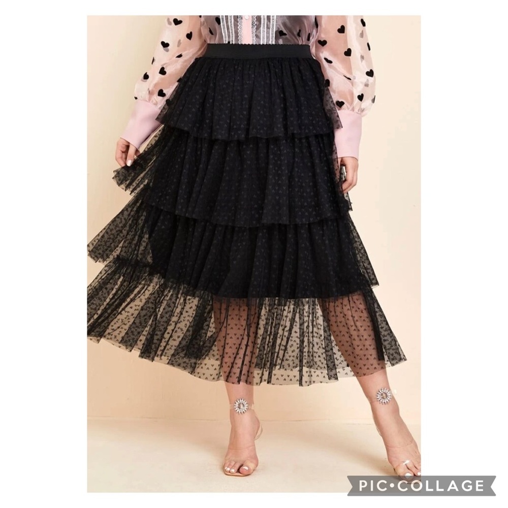 Plus size 3 layer mesh skirt